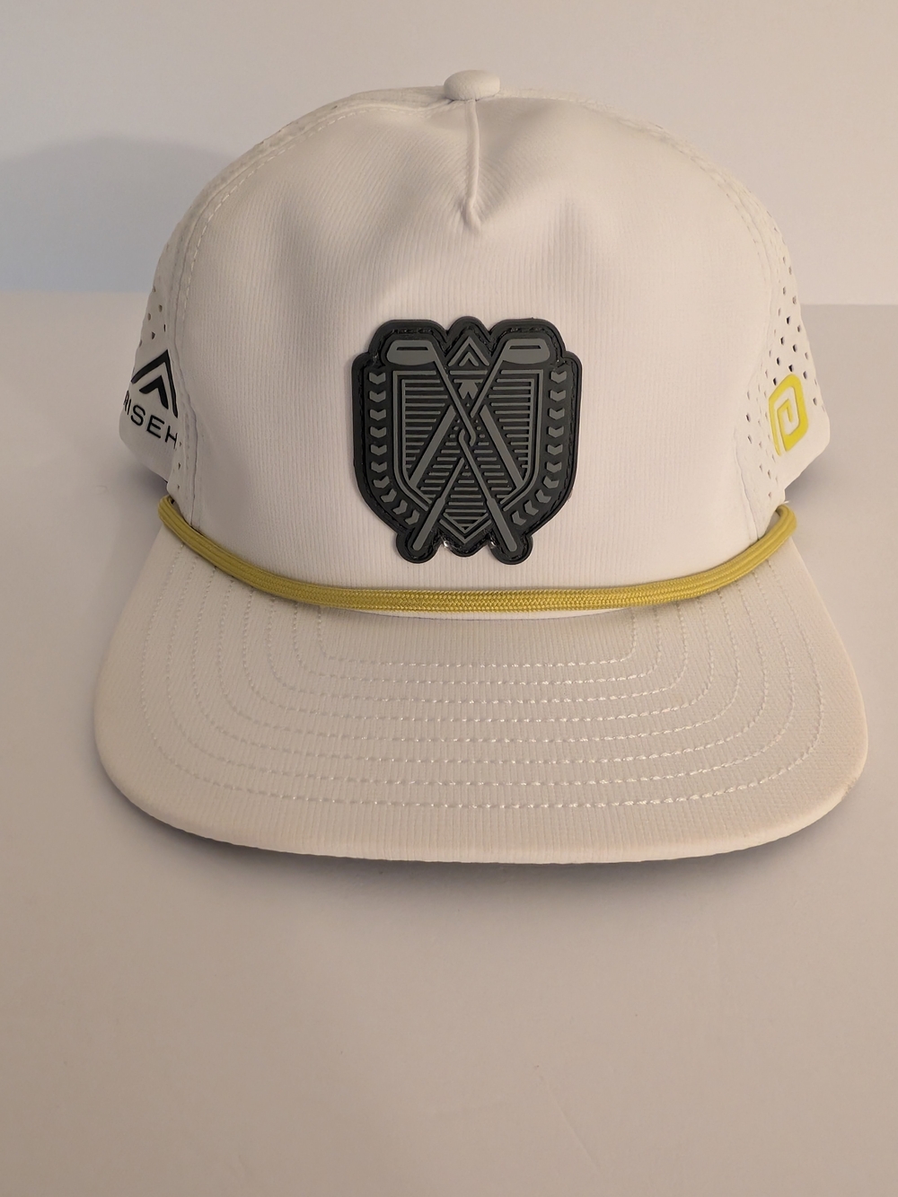 RARE Fitted Hawaii x RiseHI Golf Performance Rope Snapback Hat - White / Gold